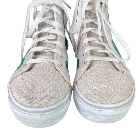 VANS Kids Off The Wall High Top Sneakers Ocean Print Back Zip 751505 Sz 3 - Picture 2 of 12